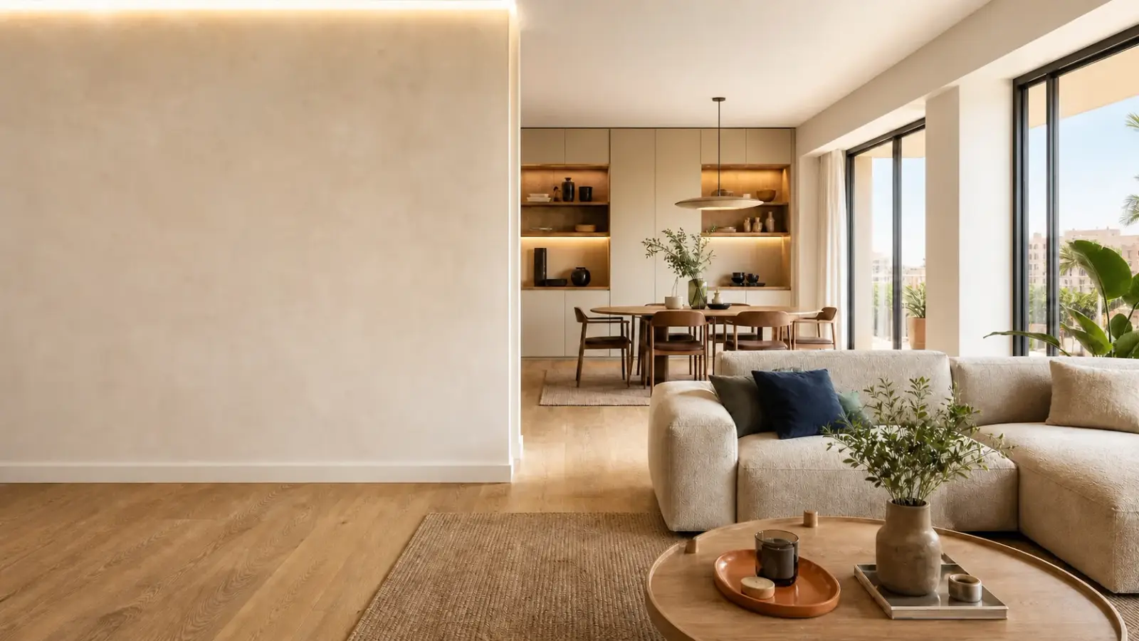 Salón luminoso con una reforma contemporánea